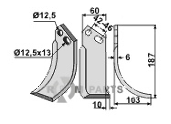 Blade, right model fitting for Goldoni 9417