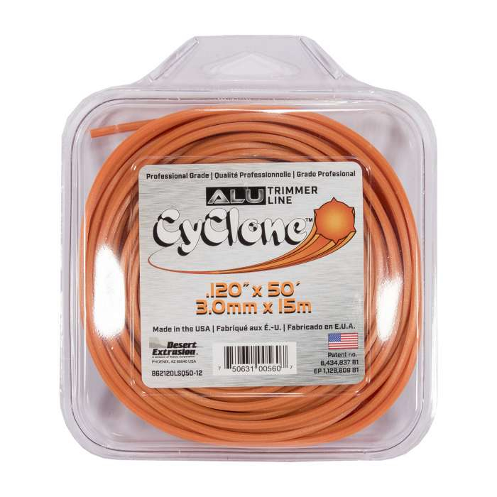 Trimmer line desert cyclone alu - large square orange .120" / 3,0 mm 50' / 15 m