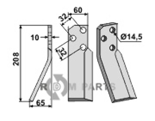 Rotary tine, left model fitting for Renter L.M.T. RTP-RTX Rotary tine, left model fitting for Renter L.M.T. RTP-RTX