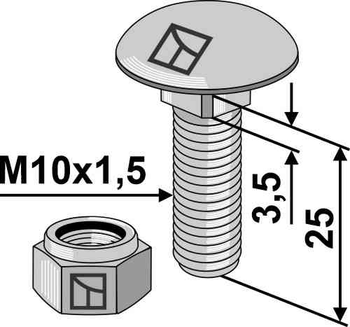 Saucer-head screw with self-locking nut