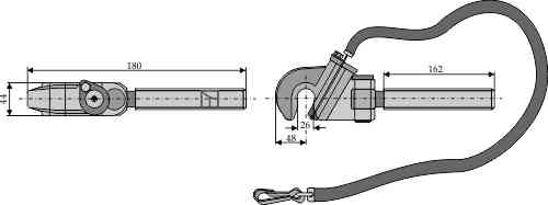 Top hook M30x3,5 for pin reception