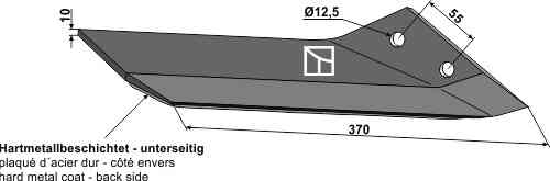 Replacement wing hard metal - right fitting for Lemken Kristall 3374538