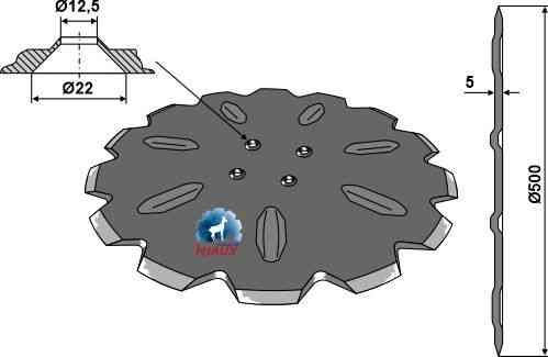Kouterschijf Ø500x5 passend voor Kverneland KK076410