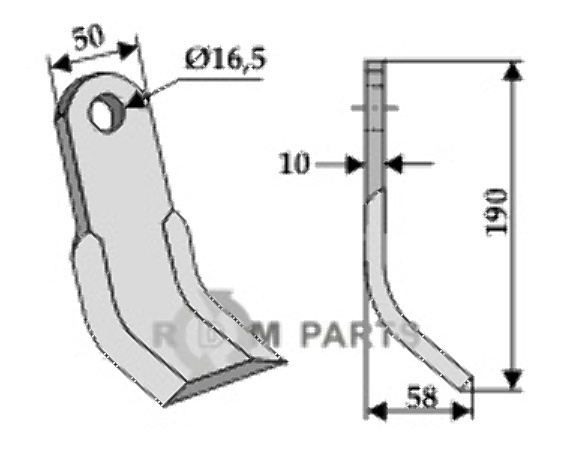 RDM Parts Y-blade fitting for Kverneland MA6200080 - MA6400080