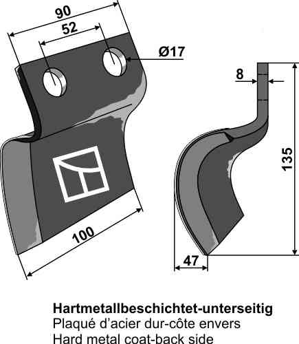 RDM Parts Mes voor grachtenfrees - links