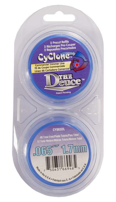 Trimmer line cyclone™ shaped blue 2 x 20' deuce .065" / 1.7mm