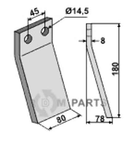 Rotary tine fitting for Maletti 1101078 Rotary tine fitting for Maletti 1101078