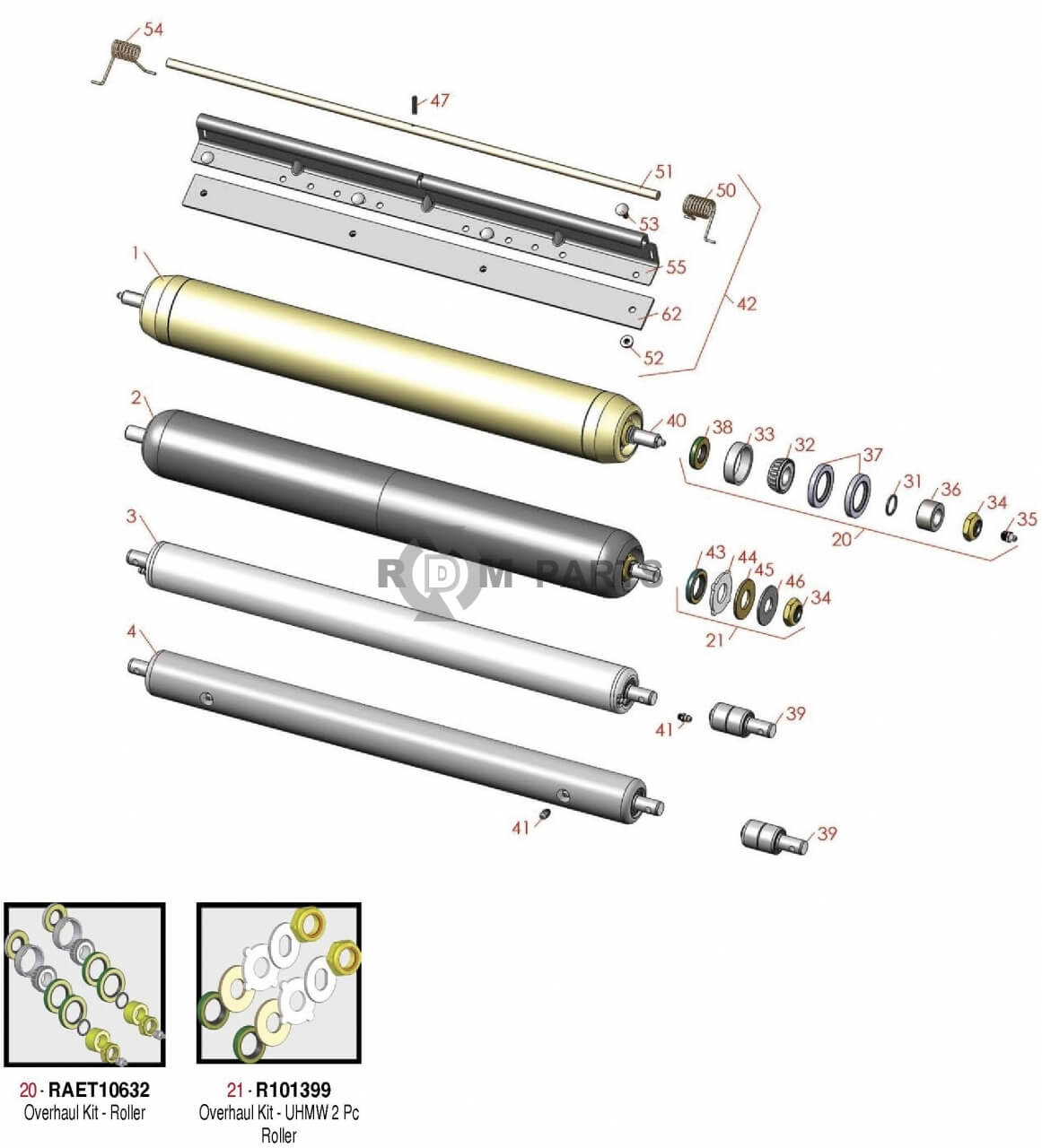 Replacement parts for Rear rollers Heavy cutting unit Model 3235A 3235B & 3235C