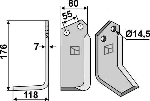 Freesmes, linkse uitvoering passend voor Nardi 6½CS5002