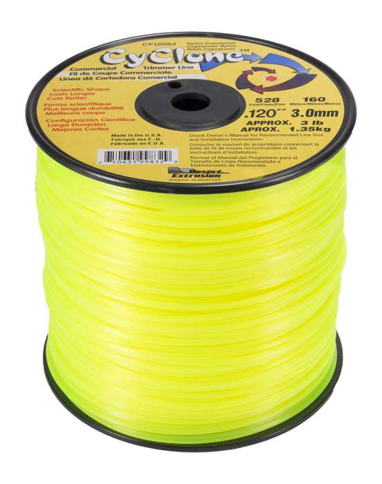 Trimmer line cyclone™ shaped yellow .120" / 3.0mm