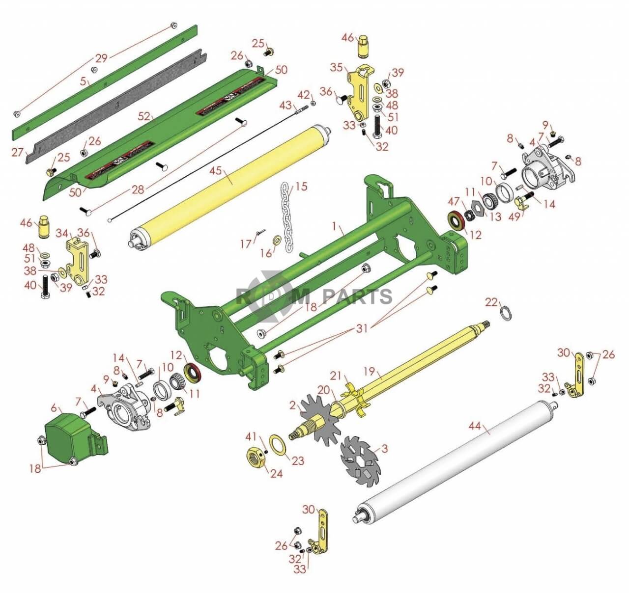 Replacement parts for John Deere 3235B & 3235C Medium Verti-Cut Unit