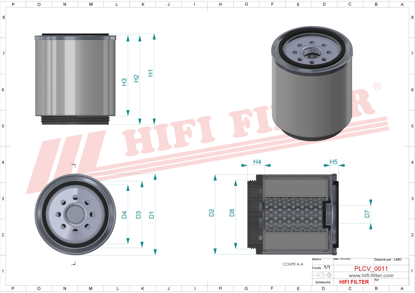 Fuel water separator filter passend voor racor s 3208 p