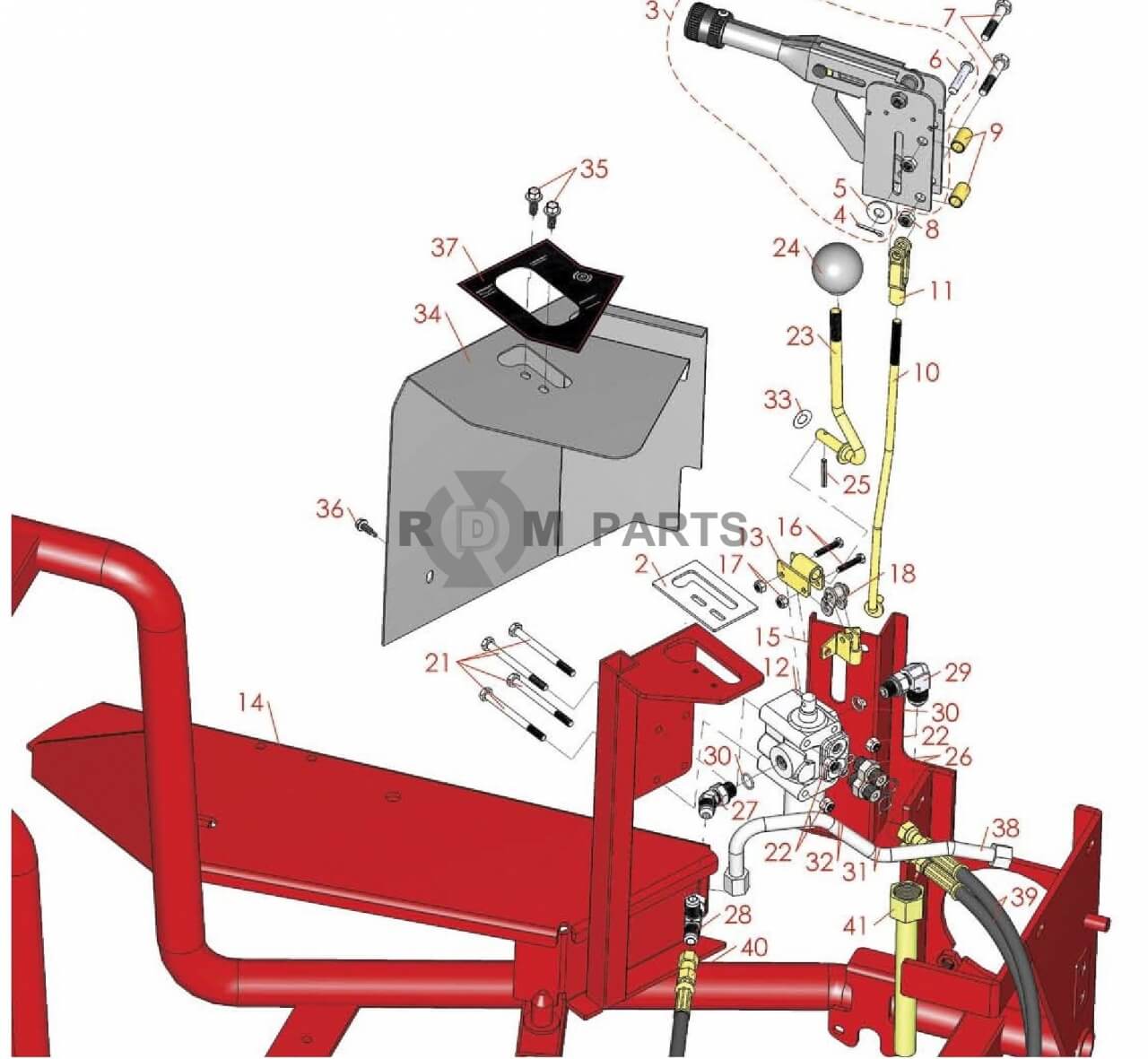 Replacement parts for Toro Sand Pro 2020 Hand Brake & Hydraulic Valve