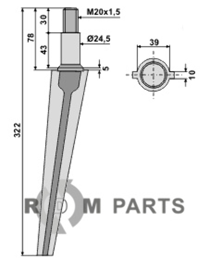 Tine for rotary harrows