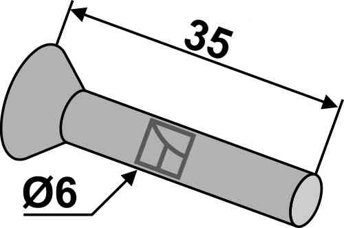 Countersunk rivet for metal seed shares
