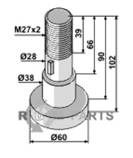 Pin for assembling with 2 blades 63-sch-92