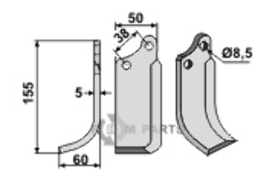 Blade, left model fitting for Agria 1767 (=071953)