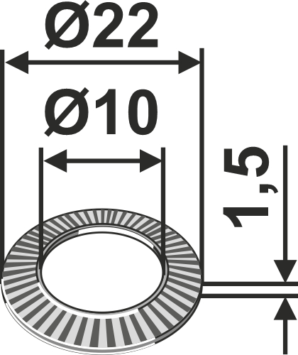 Blocking washer Ø22x1,5xØ10