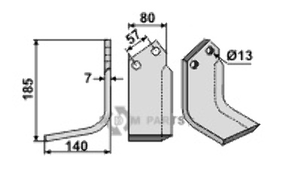 Blade, left model fitting for Huard 226097