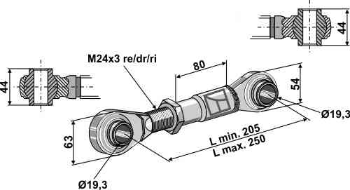 Oberlenker mit gehärteten Kugelaugen M24 x 3