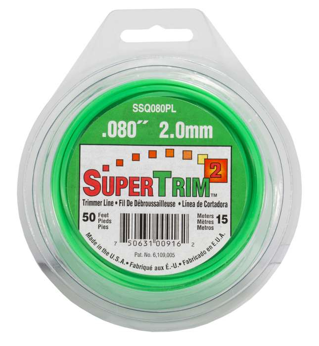 Trimmer line supertrim2™ shaped green 50' loop .080" / 2.0mm