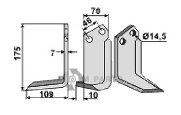 Blade, left model fitting for Sovema 900111010