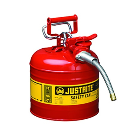 Type ii accuflow steel safety can - 2 gal- 5/8 metal hose