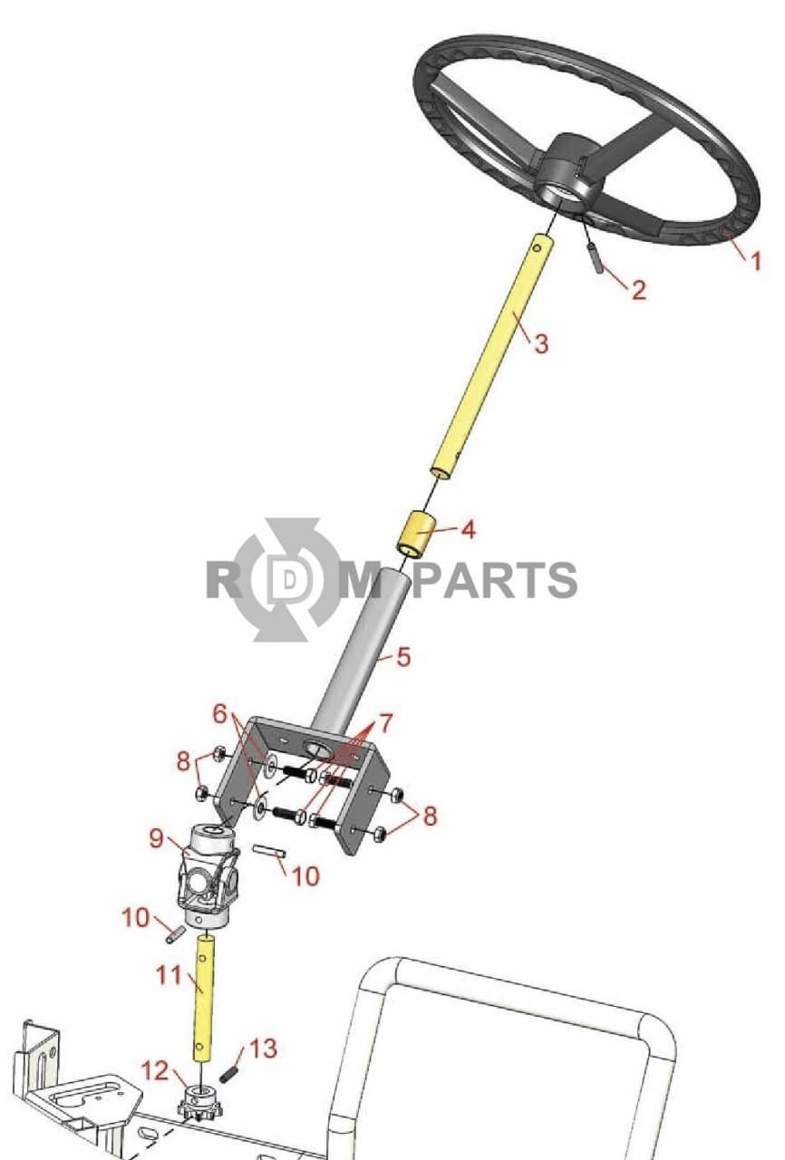 Replacement parts for Toro Sand Pro 2020 Steering Column