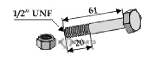 Schraube mit sicherungsmutter - 1/2''unf 63-epo-83