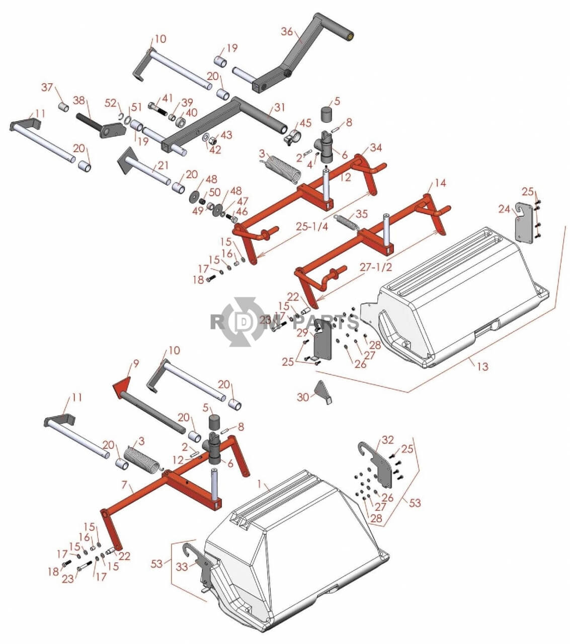 Replacement parts for Jacobsen Greens King IV Grass Catcher & Yoke