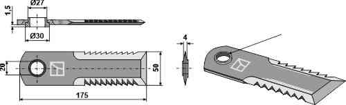 Straw chopper flail blade