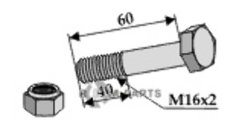 Schraube mit sicherungsmutter - m16 x 2 - 10.9 63-1660