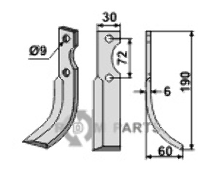 Blade, right model fitting for Hako E 0142-10