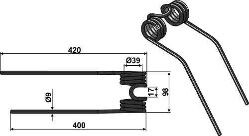 Hay tine - left model fitting for Fransgard 41435