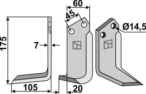 Blade, left model fitting for Maletti 1300 080 Blade, left model fitting for Maletti 1300 080