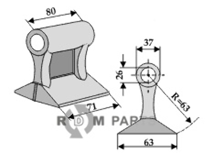 RDM Parts Hamerklepel passend voor Bomford 03958.01