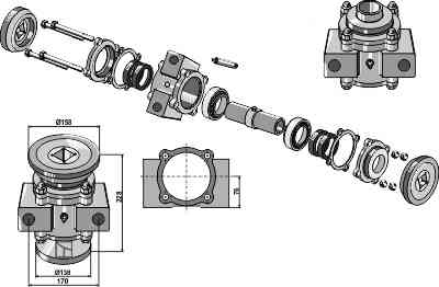 Bearing compl. for 40x40 square shafts