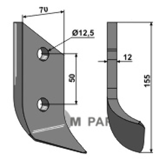 RDM Parts Messer für Grabenfräse - rechts geeignet für Dondi 607041