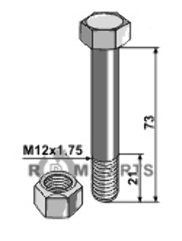 Monteringsbolt med selvlåsende møtrik - 10.9 63-1273