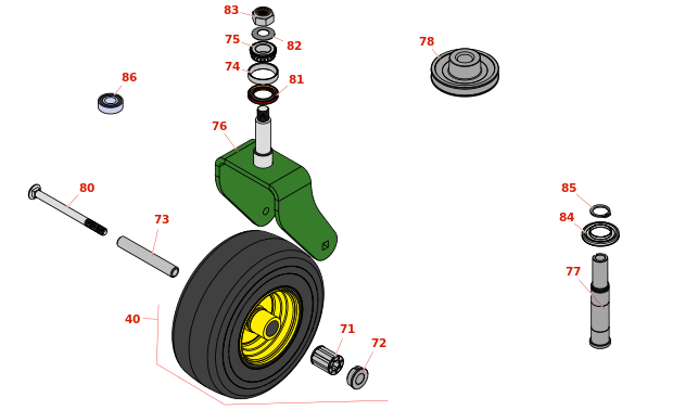 John Deere 636M Quik Trak Rotary Mower Deck onderdelen