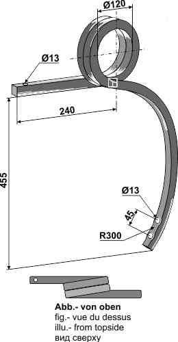 Double coil spring, left fitting for Maschio / Gaspardo F20120367