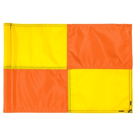 Checkered golf flag yellow with orange