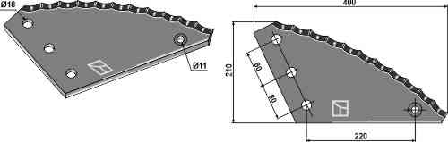 Food mixer knives - hard metal faced fitting for Strautmann 60903500/60903508