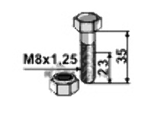 Schraube mit sicherungsmutter - m8x1,25 - 8.8 63-835