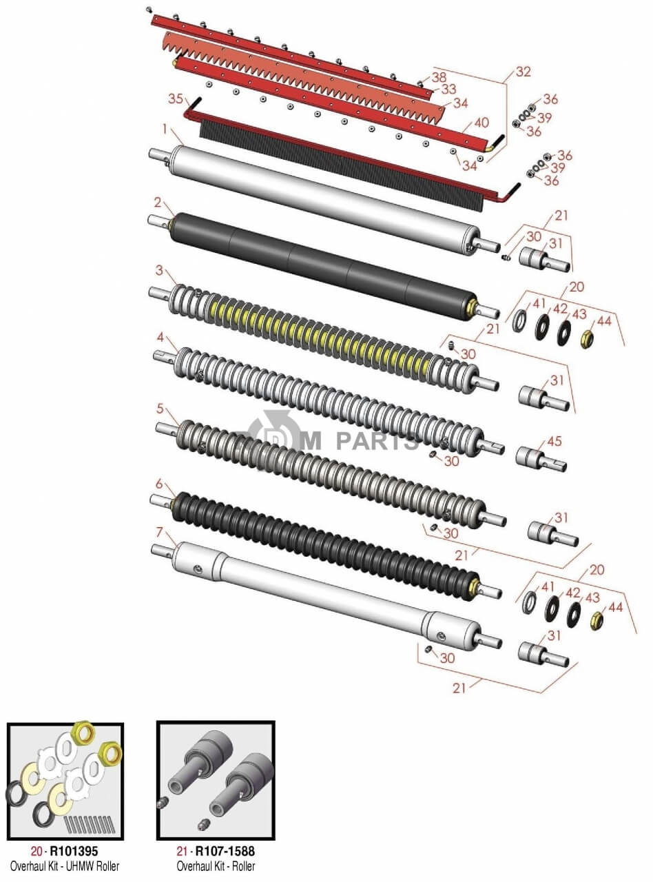 Replacement parts for Front rollers Model 04404 04405 04406 04407 04408 & 04409