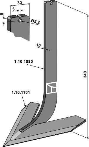 Tine with share 180mm fitting for Steketee 405618