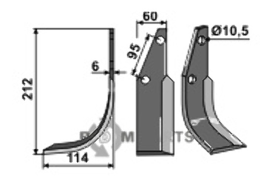 Blade, left model fitting for Kongskilde 73000106138V