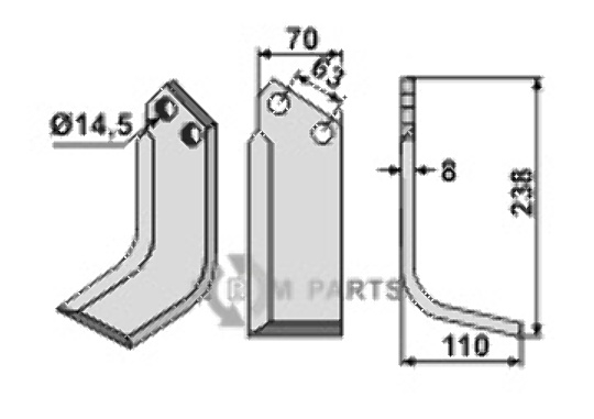 Blade, right model fitting for Celli 422516