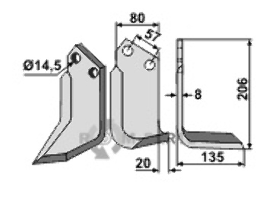 Blade, right model fitting for Pegoraro 5378