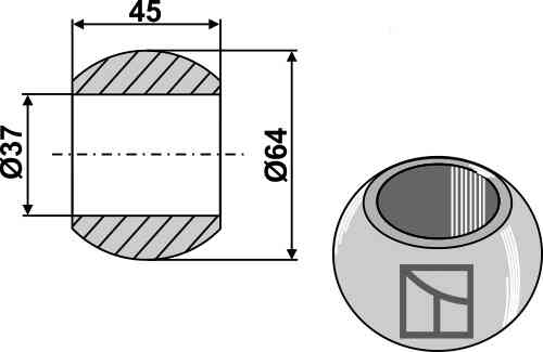 Ball for lower link hook Cat. III